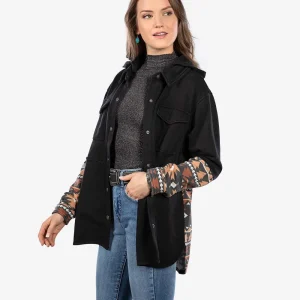 Rock & Roll Denim Black Aztec Shacket