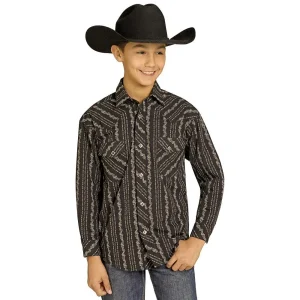 Rock & Roll Denim Boy's Black Wallpaper Shirt