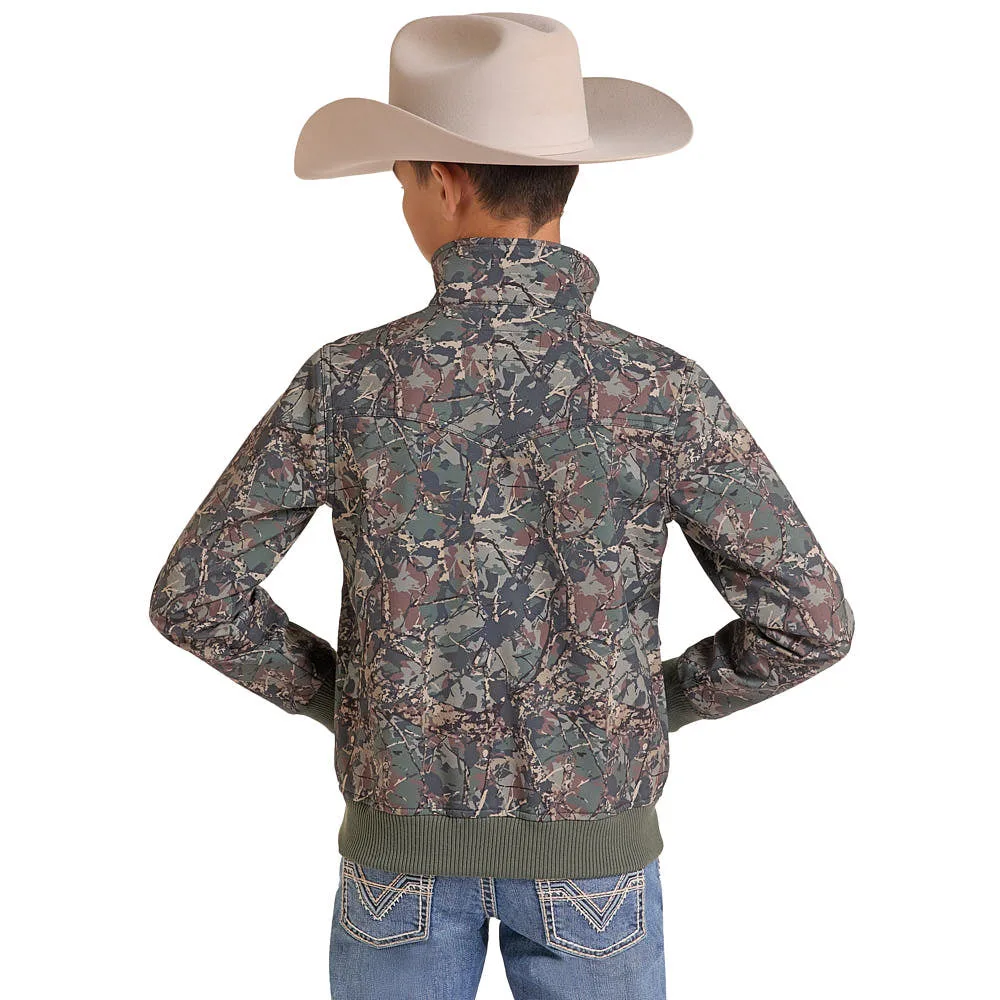 Rock & Roll Denim Boy's Camo Soft Shell Bomber Jacket - Image 2