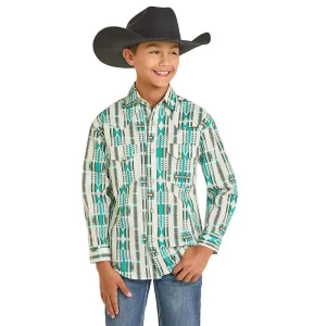 Rock & Roll Denim Boy's Natural Aztec Print Shirt