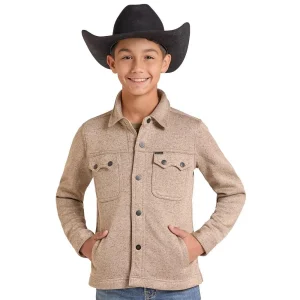 Rock & Roll Denim Boy's Tan Melange Fleece Jacket