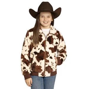Rock & Roll Denim Girl's Cow Print Plush Jacket