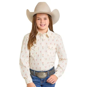 Rock & Roll Denim Girl's Ecru Cactus Print Shirt