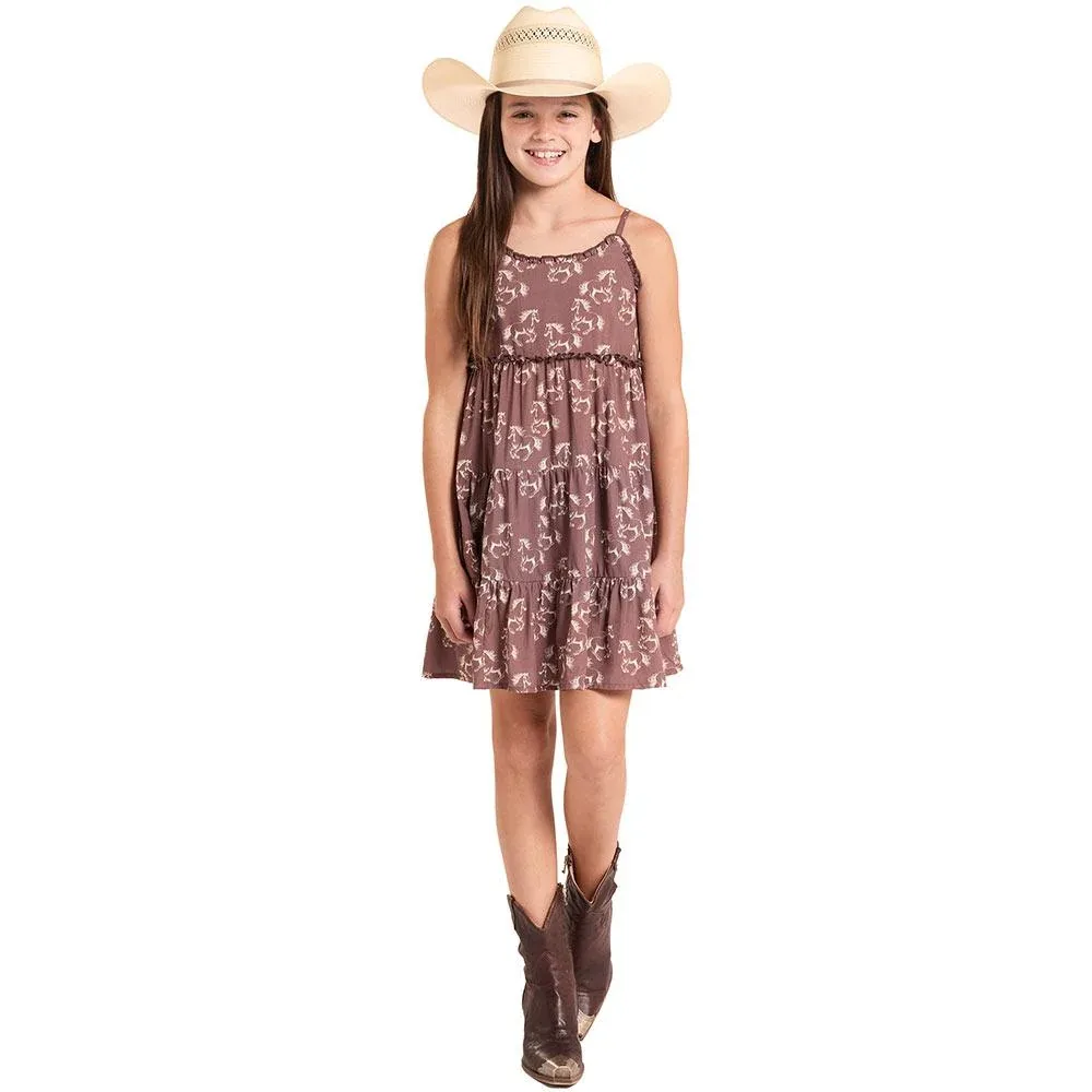 Rock & Roll Denim Girl's Horse Print Dress