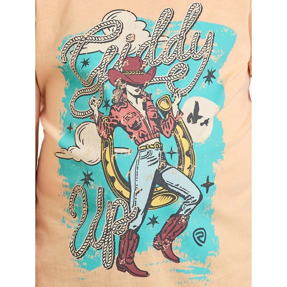Rock & Roll Denim Girl's Peach Graphic Tee Shirt - Image 2