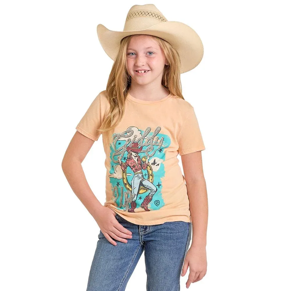 Rock & Roll Denim Girl's Peach Graphic Tee Shirt