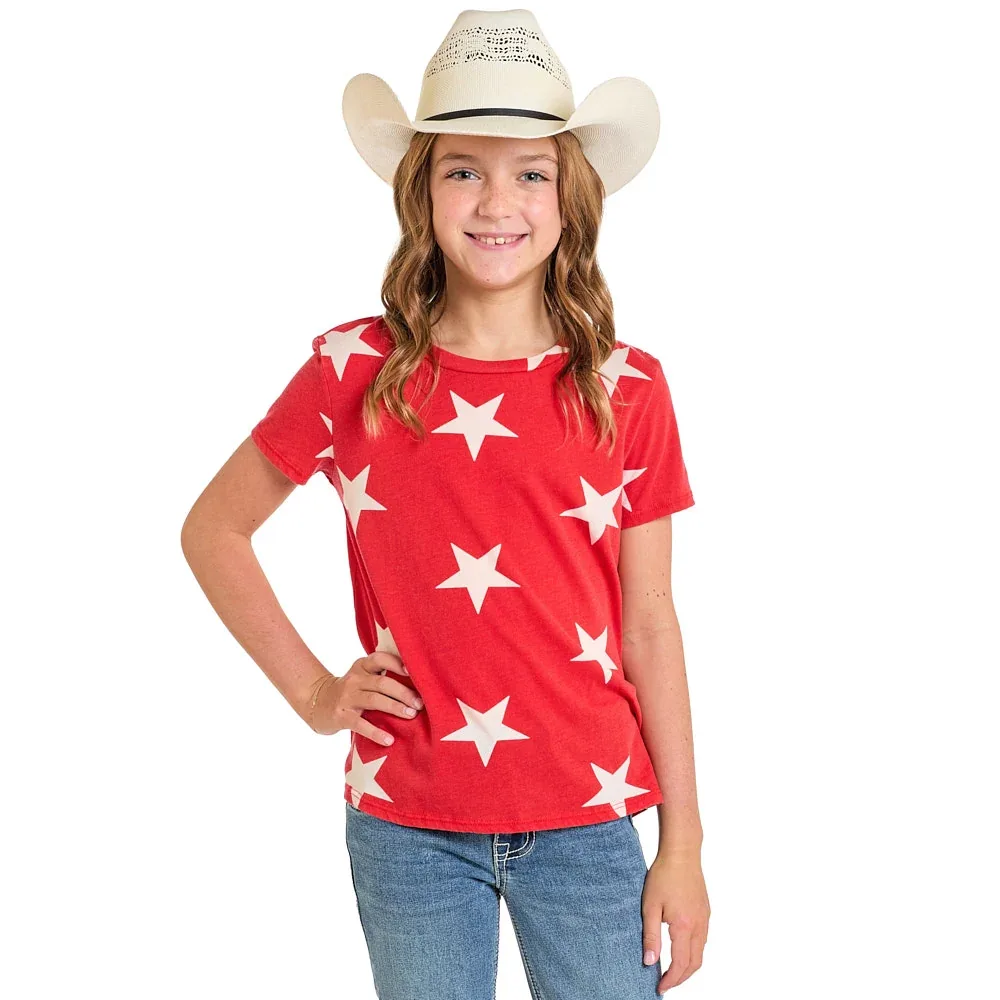 Rock & Roll Denim Girl's Red Star Tee Shirt - Image 2
