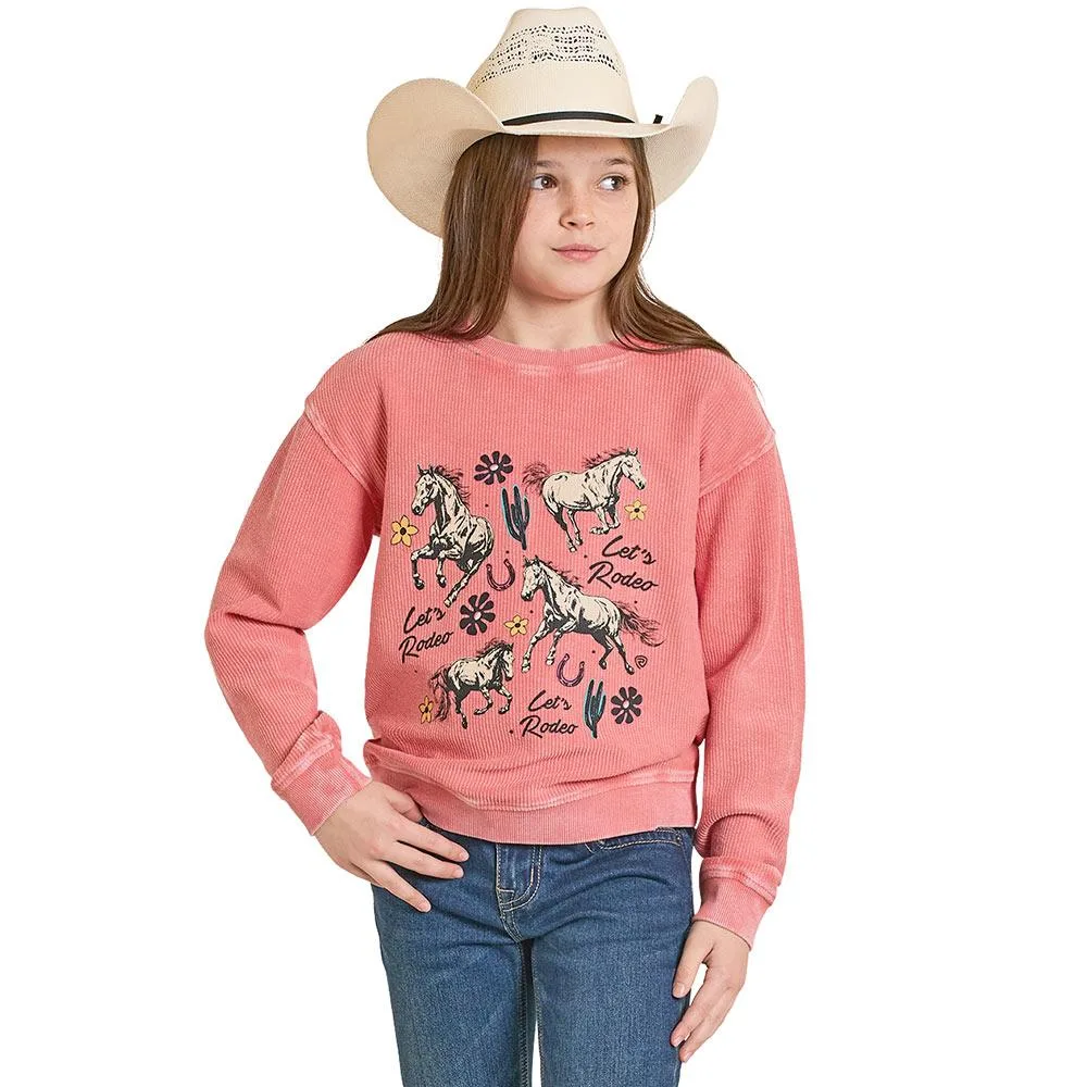Rock & Roll Denim Girl's Rose Let's Rodeo Graphic Pullover