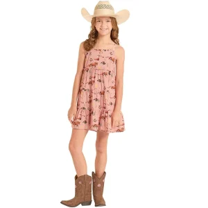Rock & Roll Denim Girl's Rose Western Print Dress