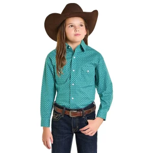 Rock & Roll Denim Girl's Turquoise Snap Shirt