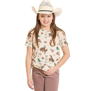 Rock & Roll Denim Girl's Western Conversational Print Tee Shirt