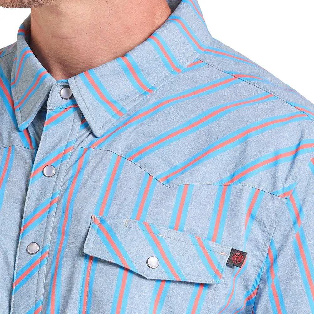 Rock & Roll Denim Koe Wetzel Blue Tek Striped Shirt - Image 2