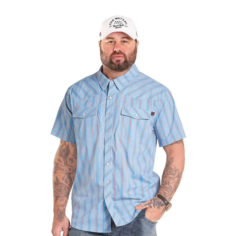 Rock & Roll Denim Koe Wetzel Blue Tek Striped Shirt
