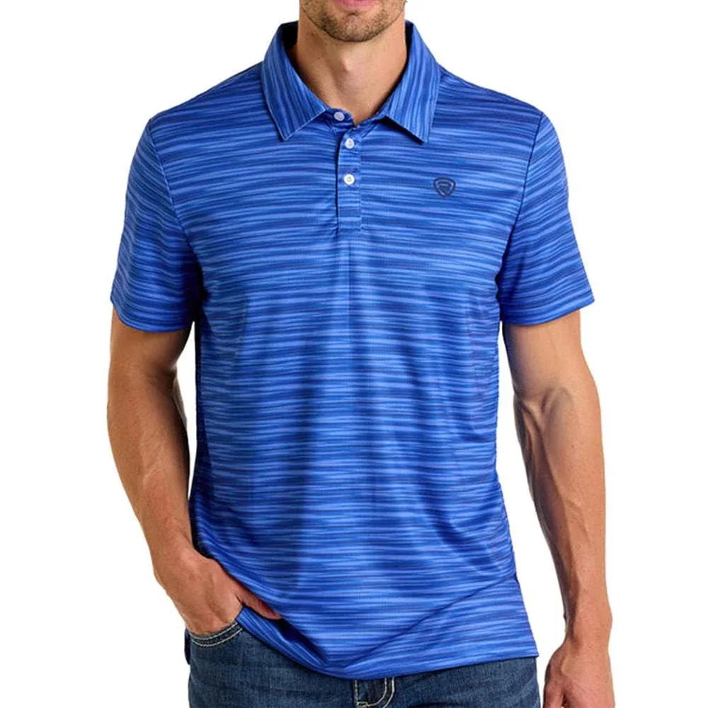 Rock & Roll Denim Men's Blue Striated Printed Polo