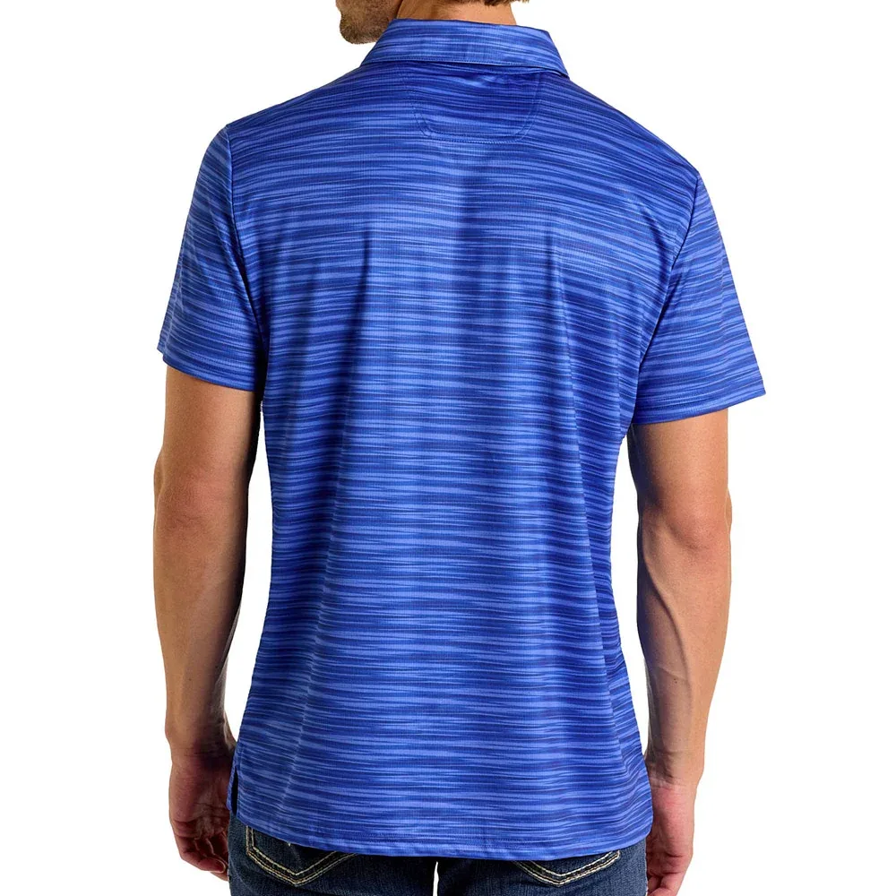 Rock & Roll Denim Men's Blue Striated Printed Polo - Image 2