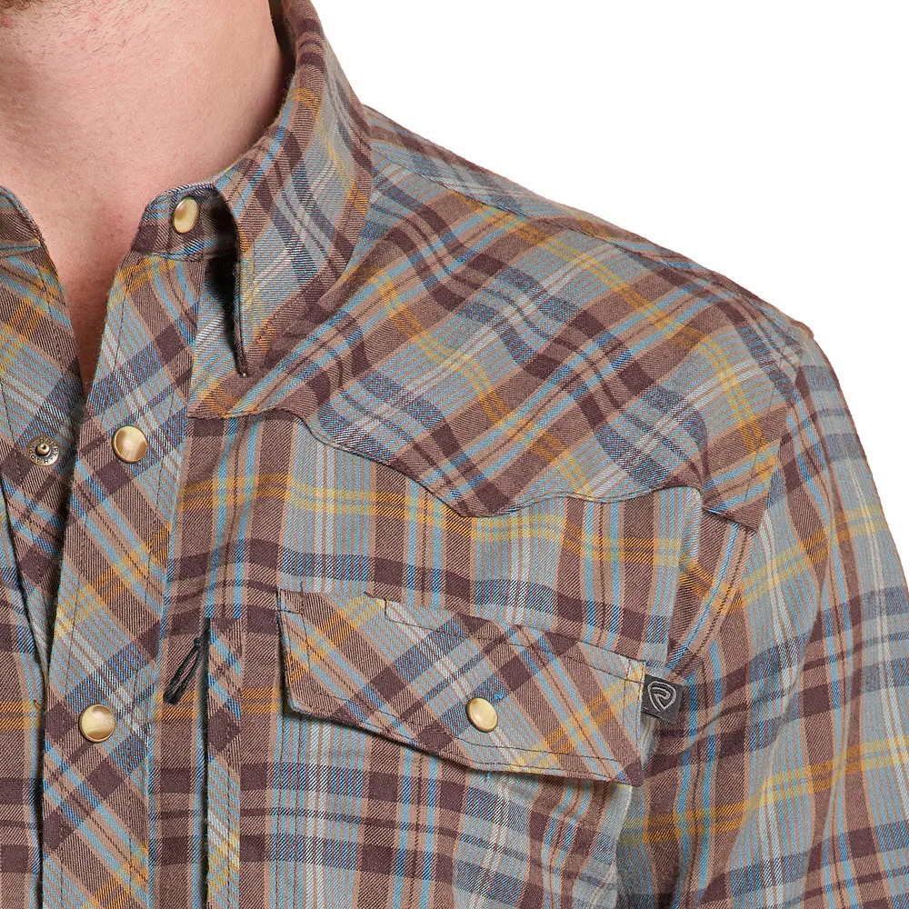 Rock & Roll Denim Men's Brown Snap Flannel - Image 2