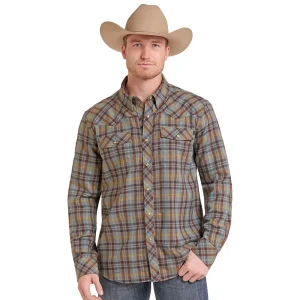 Rock & Roll Denim Men's Brown Snap Flannel