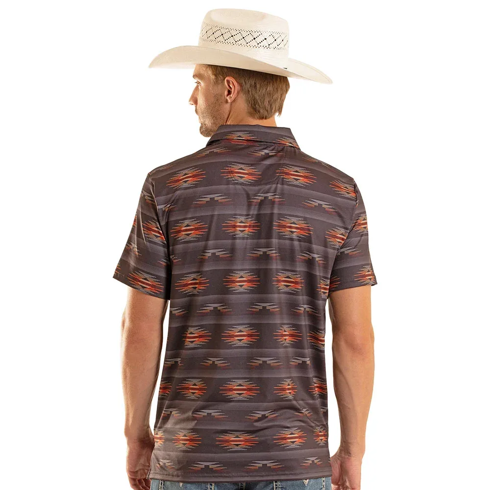 Rock & Roll Denim Men's Charcoal Aztec Polo - Image 2