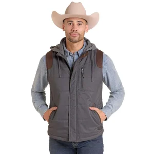 Rock & Roll Denim Men's Charcoal Puffer Vest