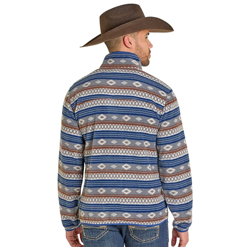 Rock & Roll Denim Men's Grey Aztec Fleece Pullover - Image 2
