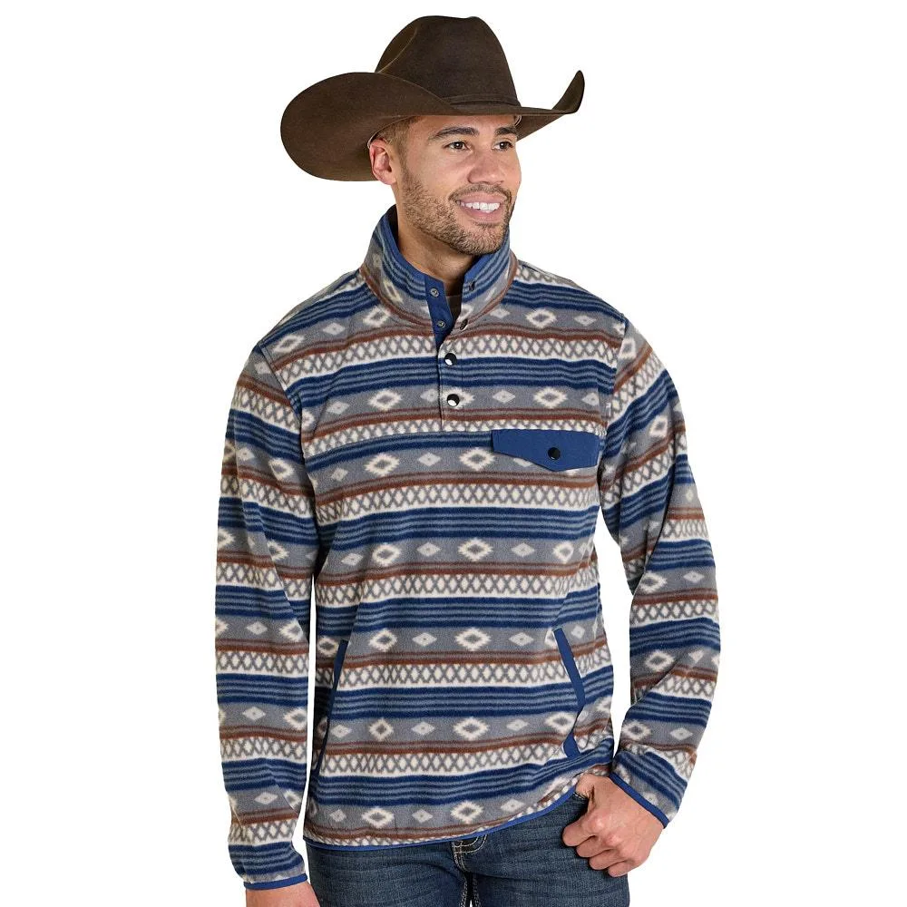 Rock & Roll Denim Men's Grey Aztec Fleece Pullover