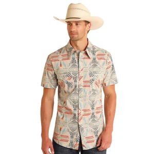 Rock & Roll Denim Mens Natural Aztec Print Shirt