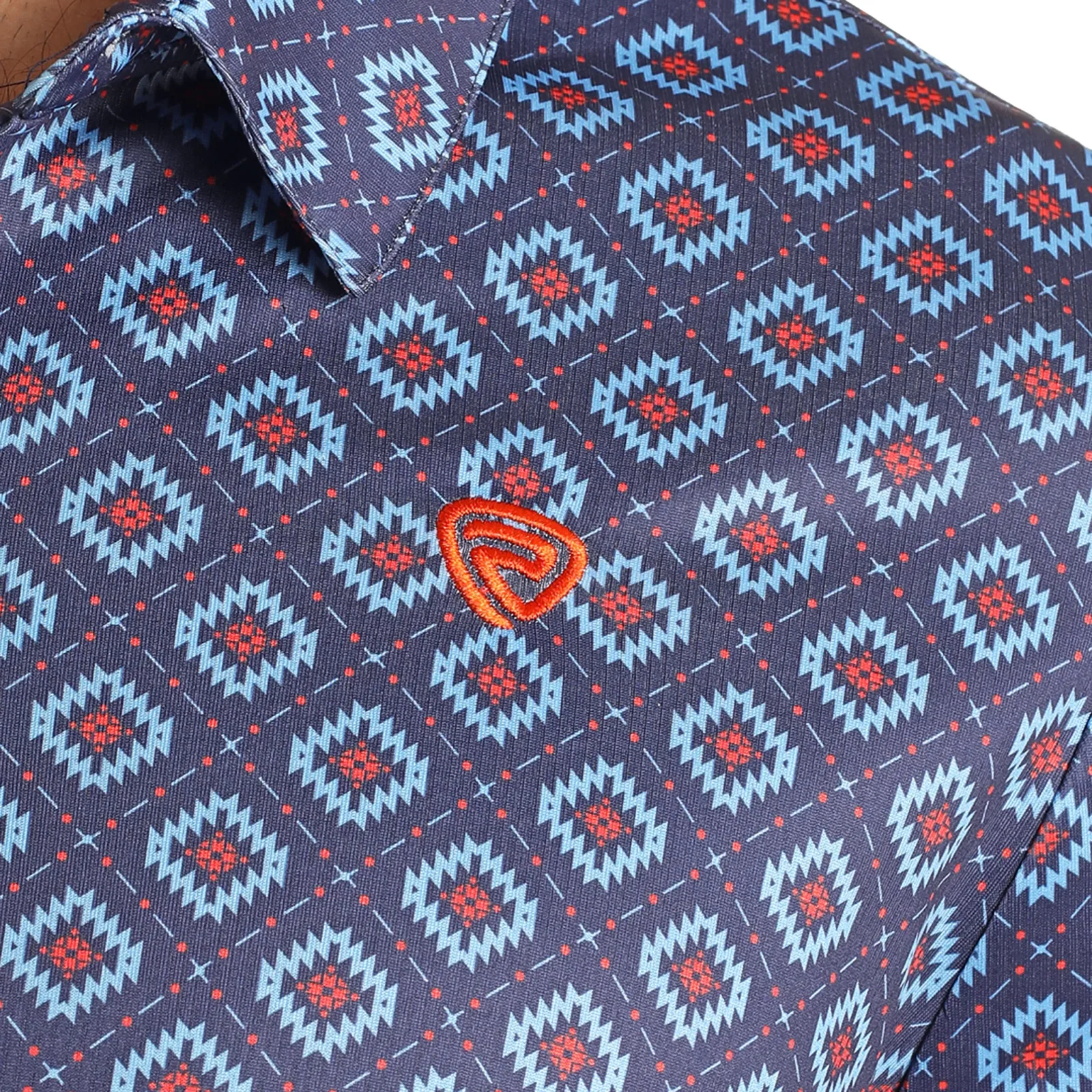 Rock & Roll Denim Mens Navy Geo Print Polo - Image 2
