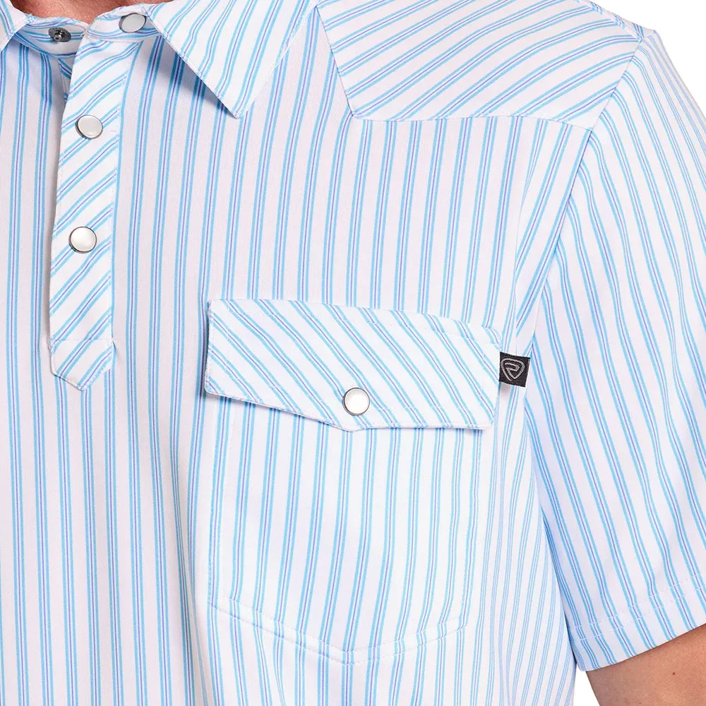 Rock & Roll Denim Men's White Striped Polo - Image 2
