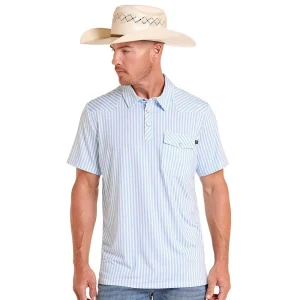 Rock & Roll Denim Men's White Striped Polo