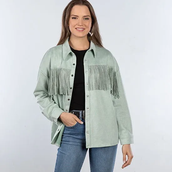 Rock & Roll Denim Mint Studded Fringe Top - Image 2