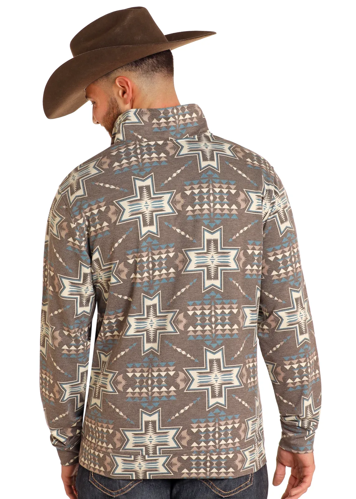 Rock & Roll Denim n Aztec Performance Brown Pullover - Image 2