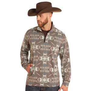 Rock & Roll Denim n Aztec Performance Brown Pullover