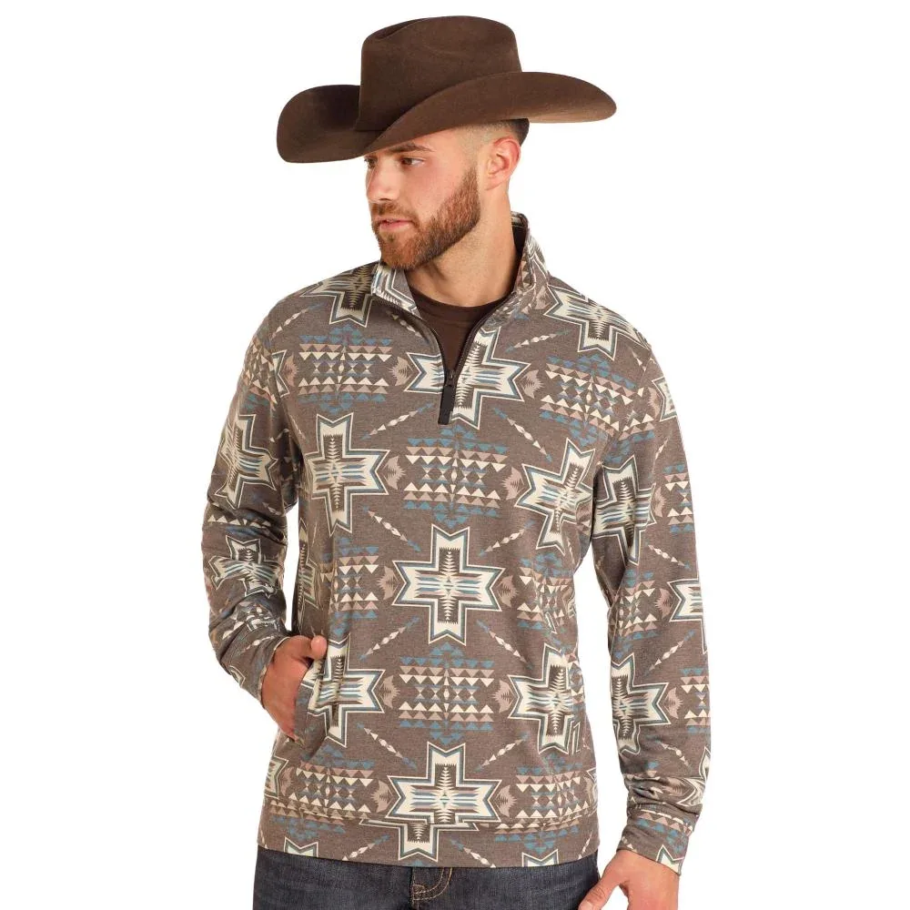 Rock & Roll Denim n Aztec Performance Brown Pullover