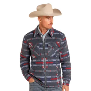 Rock & Roll Denim N Mens Brushed Aztec Jacquard Zip Shirt Jacket