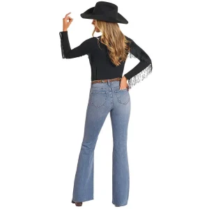 Rock & Roll Denim N Womens Distressed Flare Jeans