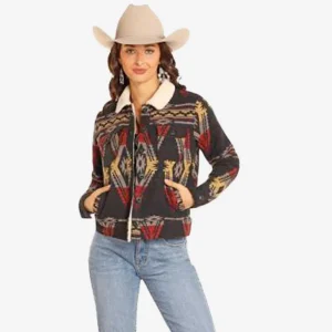 Rock & Roll Denim Sherpa Aztec Jacquard Jacket