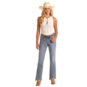 Rock & Roll Denim Signature Embroidery Mid Rise Bootcut