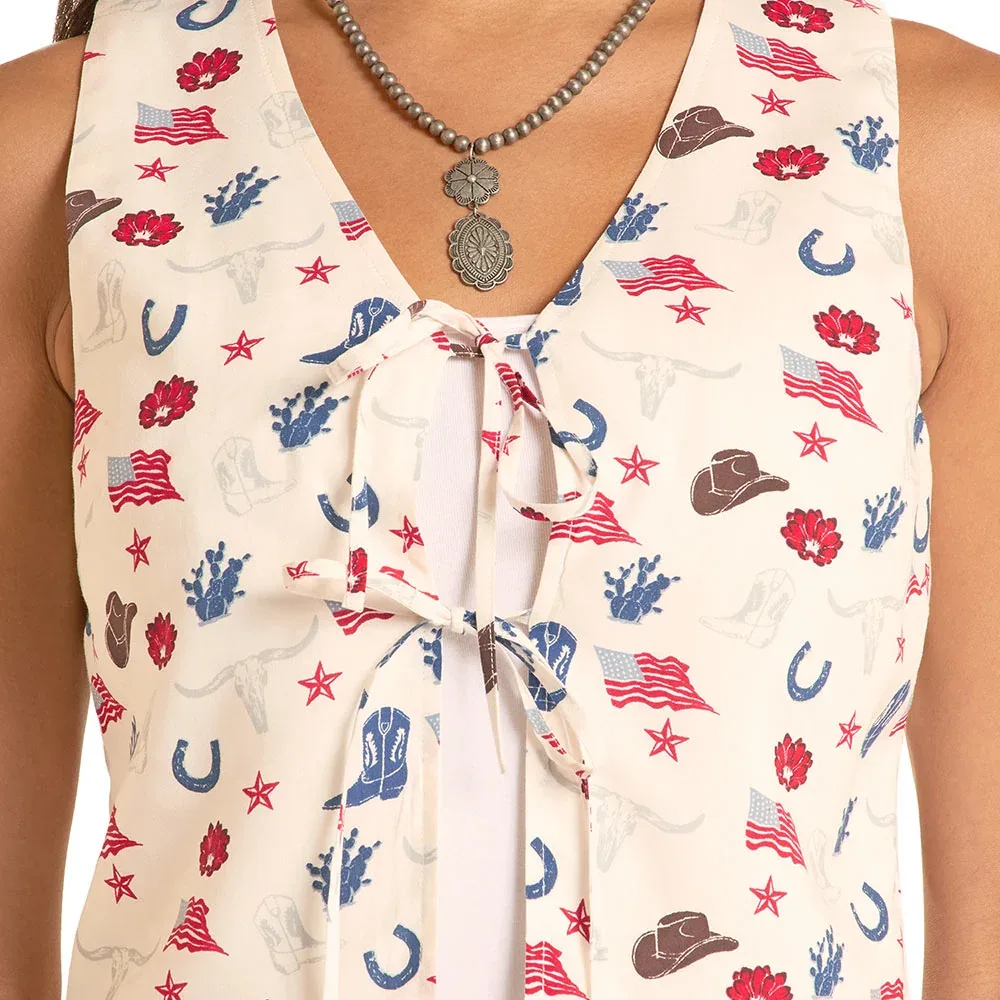 Rock & Roll Denim Women's American Print Vest - Image 2