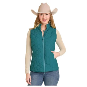Rock & Roll Denim Women's Aqua Reversible Quilted Vest