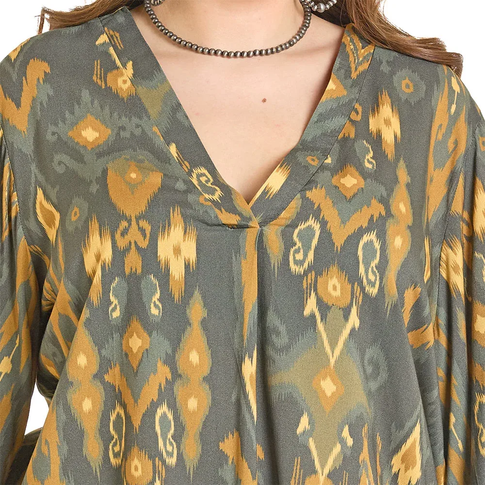 Rock & Roll Denim Women's Olive Balloon Sleeve Top - Image 2