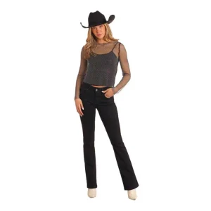 Rock & Roll Denim Women's Rhinestone Mesh Top