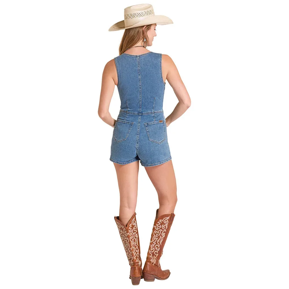 Rock & Roll Denim Women's Sleeveless Vest Romper - Image 2