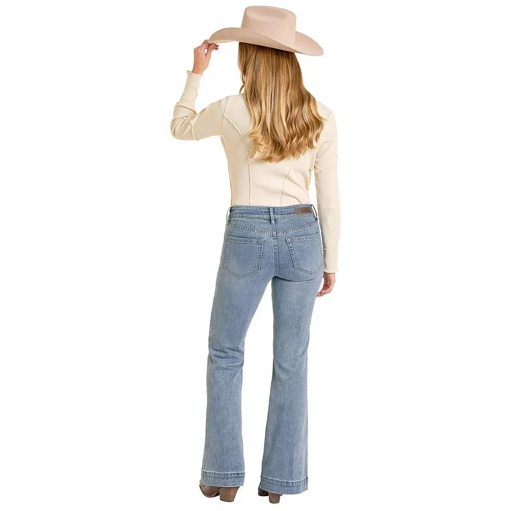 Rock & Roll Denim Women's Two Tone Mid Rise Trouser
