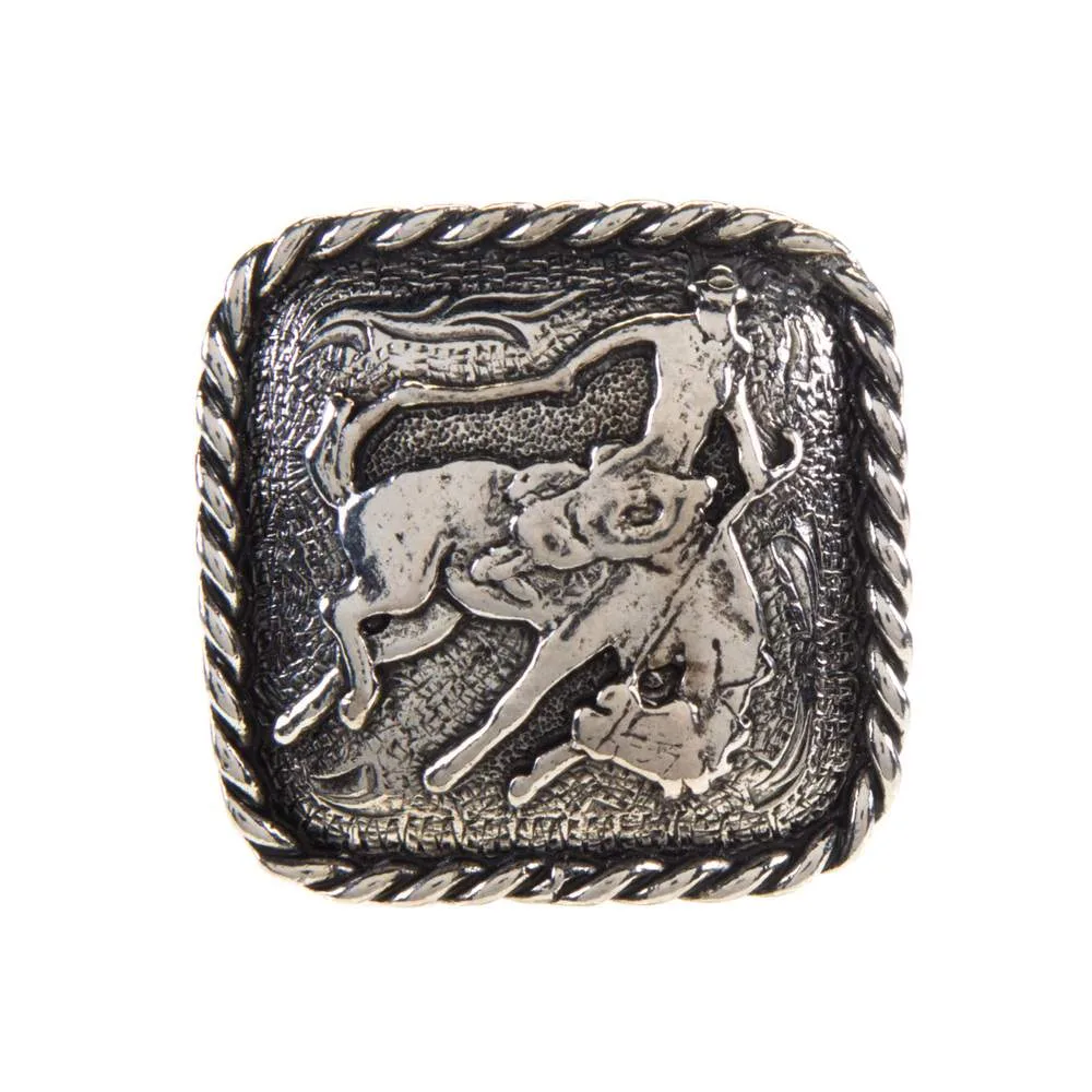 Rockin Out Designs 1.5in Square Bronc Rider Screwback Concho with Rope Border