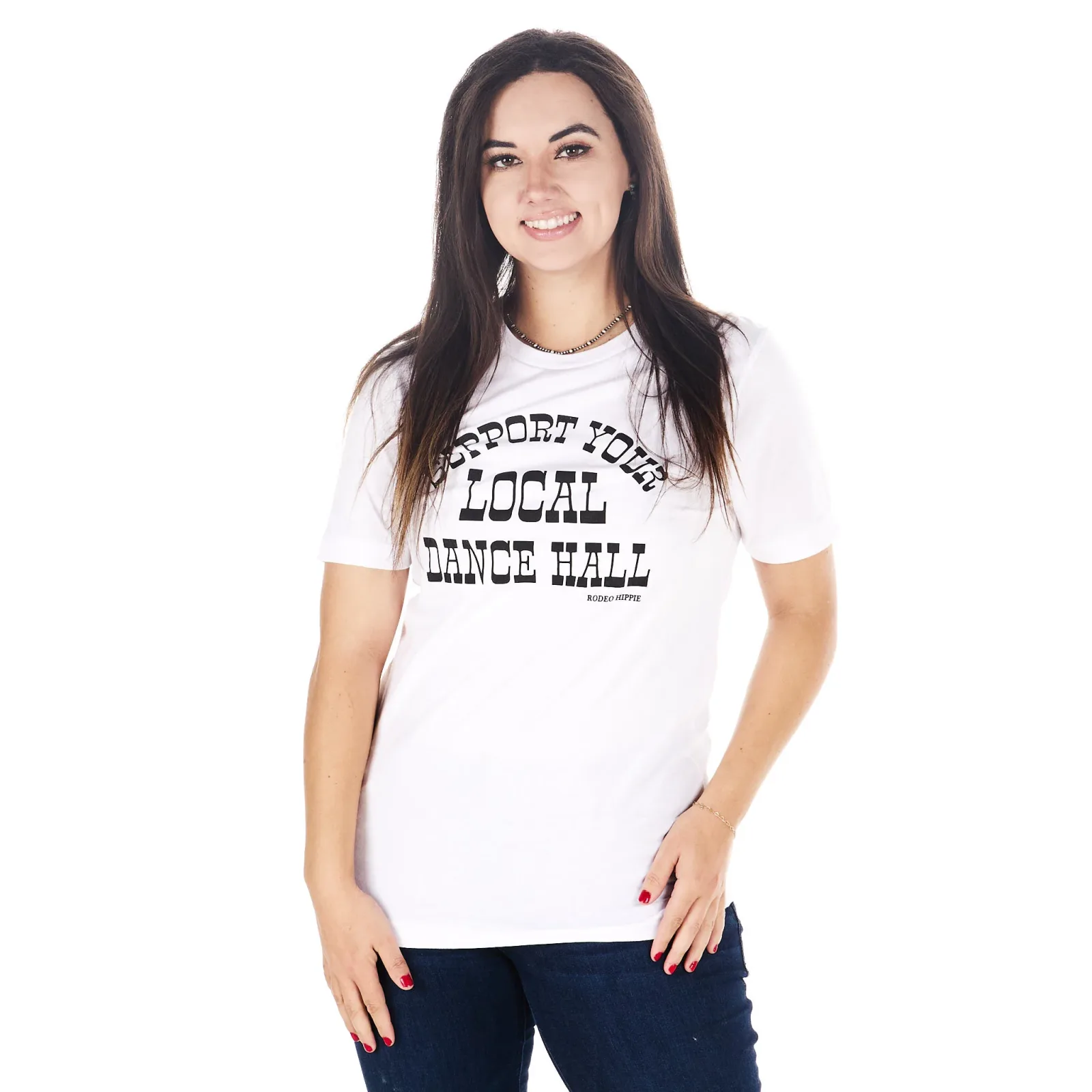Rodeo Hippie Support Dance Hall White Tee - Image 2