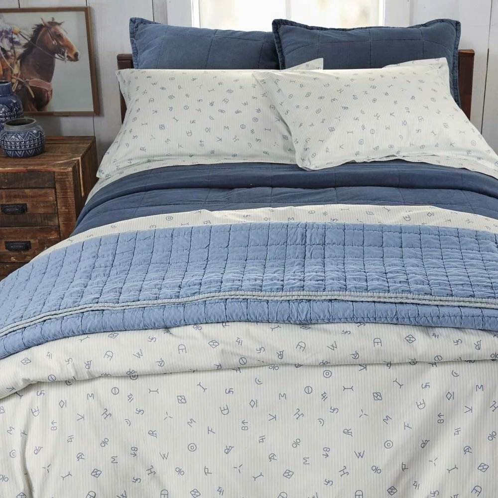 Rod's True Western Cattle Brands Chambray Ticking Stripe Duvet Cover - Image 2