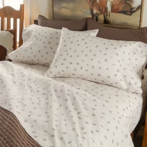 Rod's True Western Cattle Brands Ticking Stripe Sheet Set
