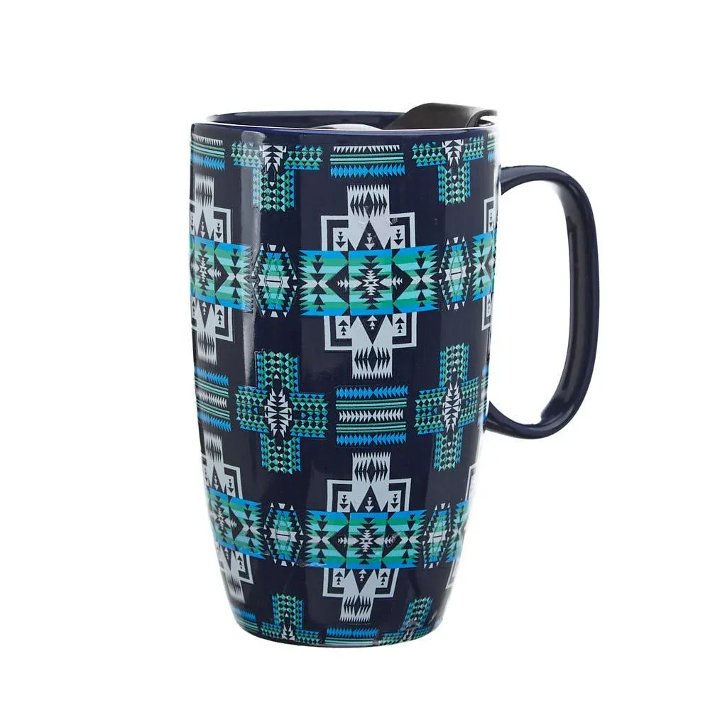 Rod's True Western Southwest Navy 20 oz Ceramic Travel Mug