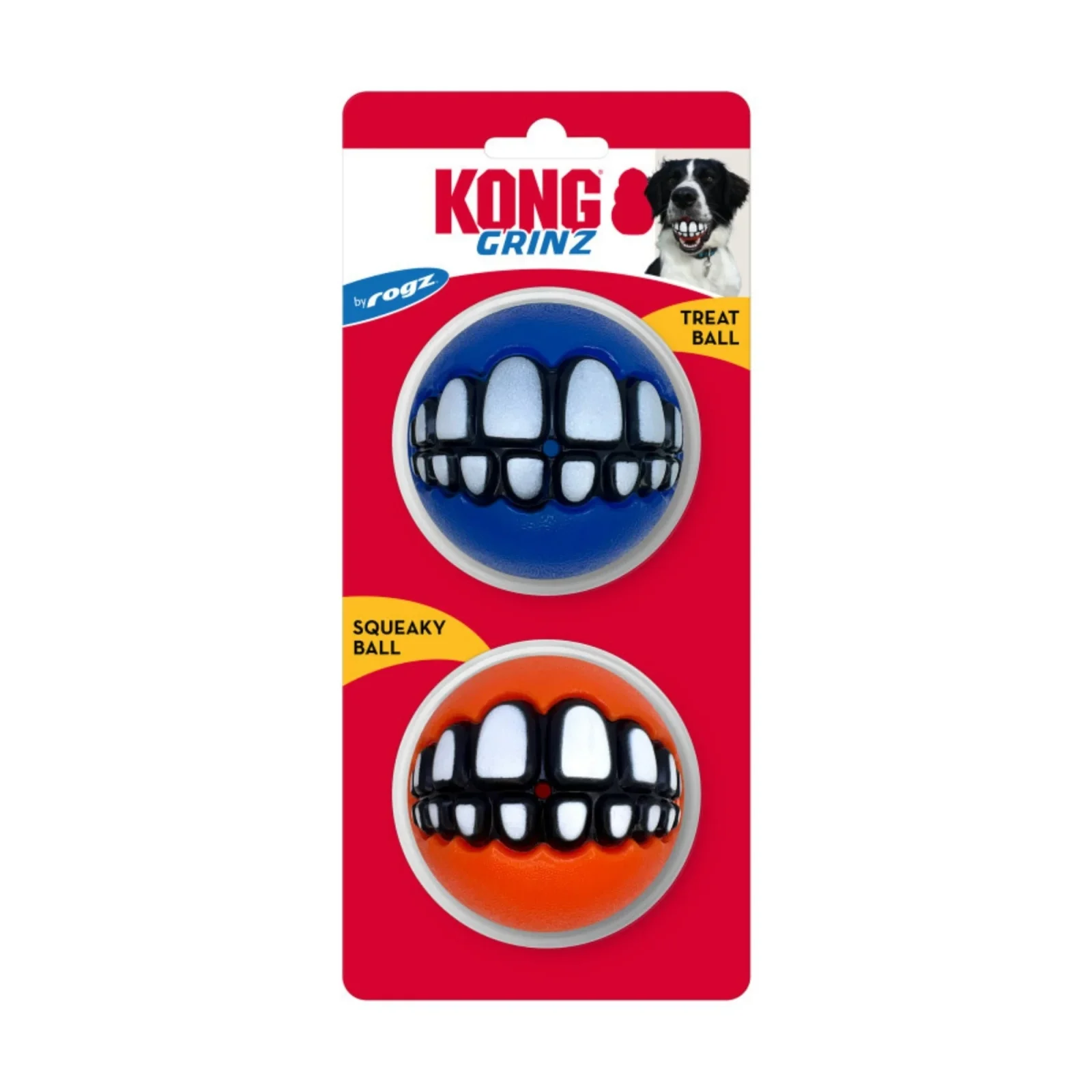 Rogz Grinz Treat Ball Dog Toy Assorted Large 3pk