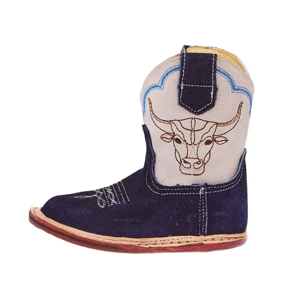 Roper Footwear Infant Cowbabies Steer Head Blue Suede Boot - Image 2